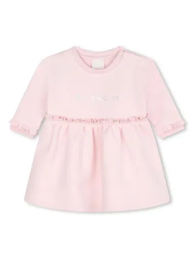 Givenchy Kids' Logo-print Long-sleeved Dress In Pink