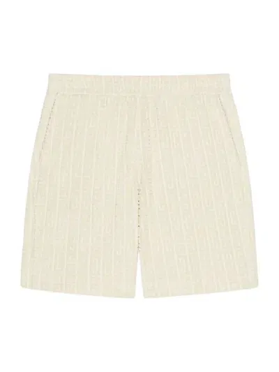 Givenchy Men's Bermuda Shorts In 4g Towelling Cotton Jacquard In Ivory