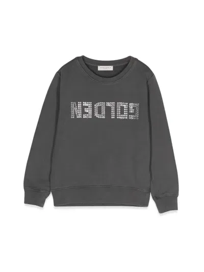 Golden Goose Kids' Crystal-embellished Logo Sweatshirt In Grey