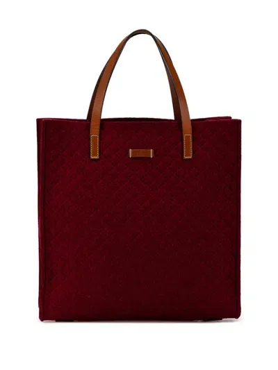 Pre-owned Gucci 2000-2015 Diamante Felt Tote Bag In Red