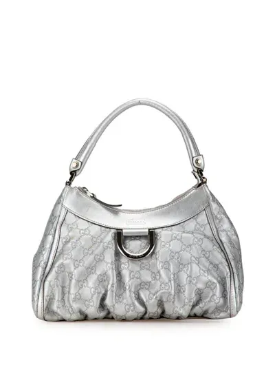 Pre-owned Gucci 2000-2015 Ssima Abbey D Ring Shoulder Bag In Silver