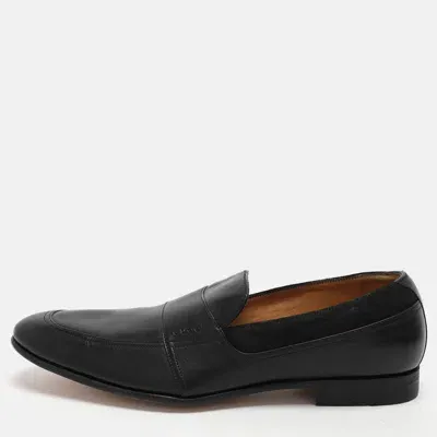 Pre-owned Gucci Black Leather And Suede Loafers Size 40