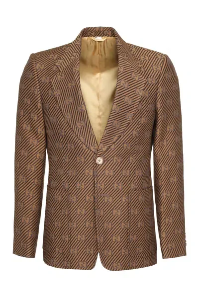 Gucci Gg Motif Blazer In Brown