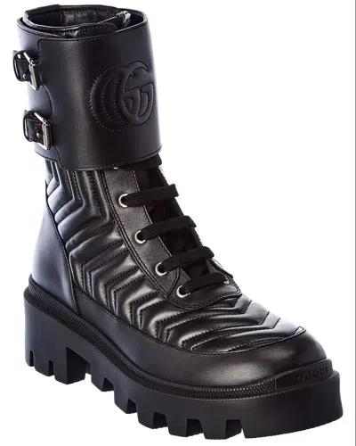 Gucci Interlocking G Leather Boot In Black