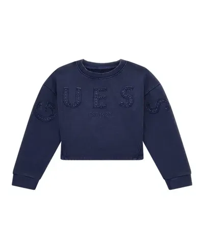 Guess Kids' Big Girls Oversize Long Sleeve Active Top In Blue