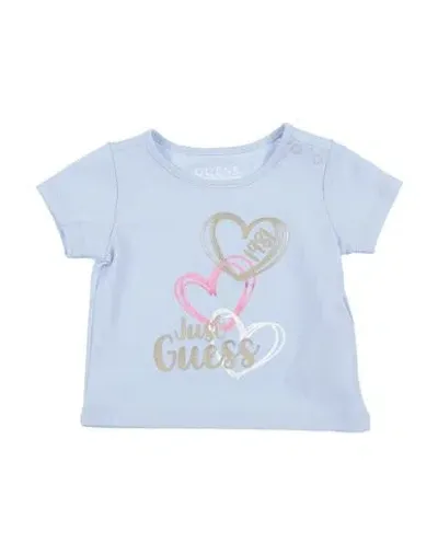 Guess Babies'  Newborn Girl T-shirt Sky Blue Size 3 Cotton, Elastane