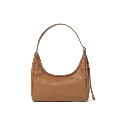 Hah Archive Women's Brown Leather Textured Shoulder Bag - Camel