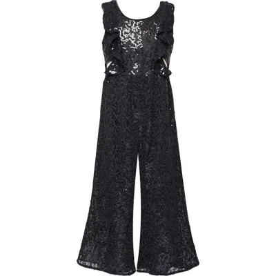 Hannah Banana Kids' Sequin Cutout Jumpsuit In Black