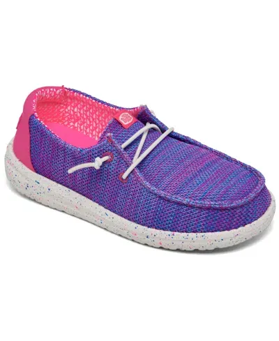 Hey Dude Kids' Little Girls Wendy Stretch Mesh Casual Moccasin Sneakers From Finish Line In Purple,pink