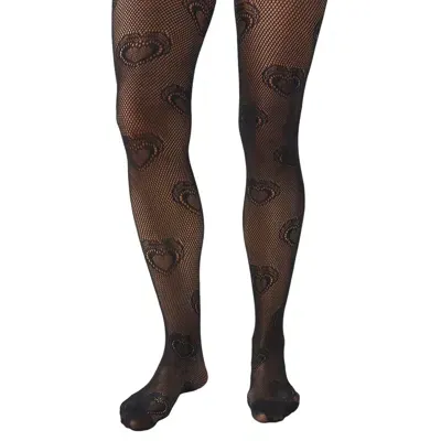 High Heel Jungle By Kathryn Eisman Women's Heart Knit Tights - Black