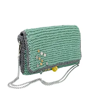 Hilo De Mar Women's Meigas - Hand Knitted Recycled Paper Bag With Charms - Green