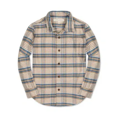 Hope & Henry Boys' Organic Flannel Shirt With Elbow Patches, Kids In Foliage Plaid