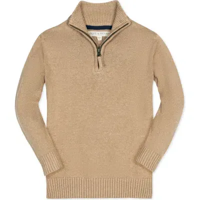 Hope & Henry Boys' Organic Half Zip Sweater, Kids In Camel Heather With Flecks