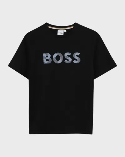 Hugo Boss Kids' Boy's Classic Logo-print T-shirt In Black