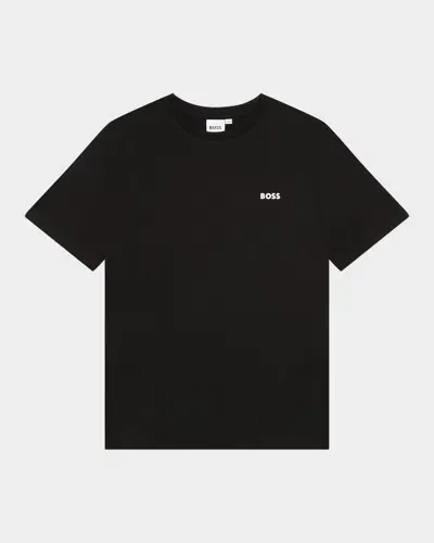 Hugo Boss Kids' Boy's Contrast Logo-print T-shirt In Black