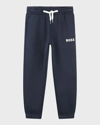 Hugo Boss Kids' Boy's Sweatpants W/ Contrast Logo In Blue