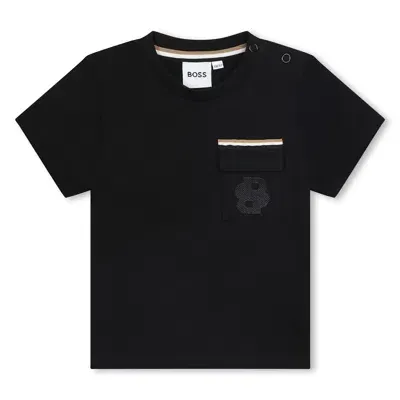 Hugo Boss Babies' T-shirt Con Stampa In Black