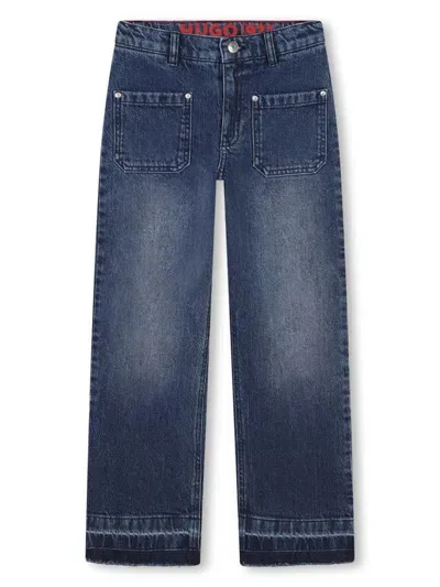 Hugo Kids' Cotton Straight-leg Jeans In Blue