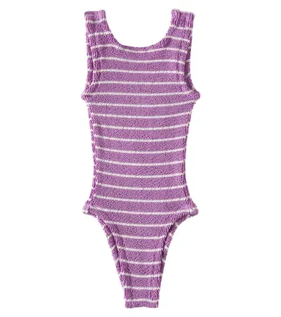 Hunza G Kids' Classic Striped Swimsuit In Multi