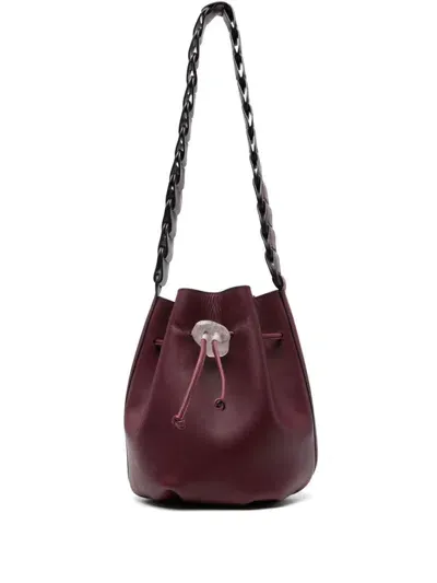 Iacobella Nirmala Leaves Bucket Bag In Red