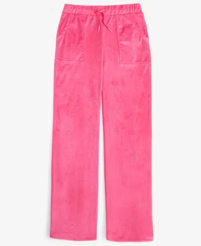 Id Ideology Kids' Big Girls Wide-leg Velour Pants, Created For Macy's In Pink Dragon