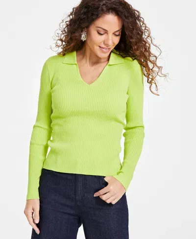 Inc International Concepts Women's Johnny-collar Sweater, Created For Macy's In Sweet Midori