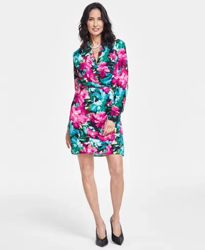 Inc International Concepts Women's Printed Faux-wrap Dress, Created For Macy's In Ailee Blooms