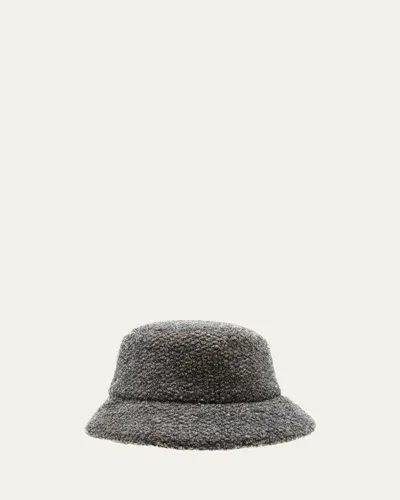 Inverni Woven Cashmere-blend Bucket Hat In Gray