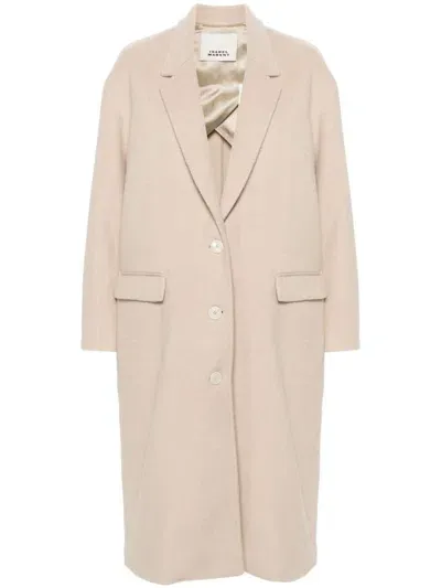 Isabel Marant Single-breasted Felted Coat In Neutrals