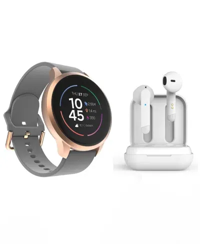 Itouch Sport 4 Unisex Silicone Strap Smartwatch 43.2mm With Wireless Earbuds Bundle Set In Grey,white