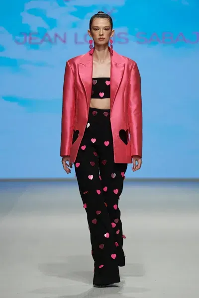 Jean Louis Sabaji Hearts Top And Pants With Jacket (us 16) In Pink