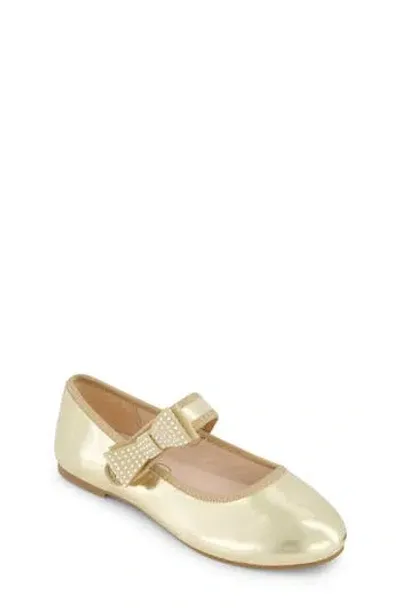 Jessica Simpson Kids' Amy Embellished Bow Mary Jane Flat In Gold