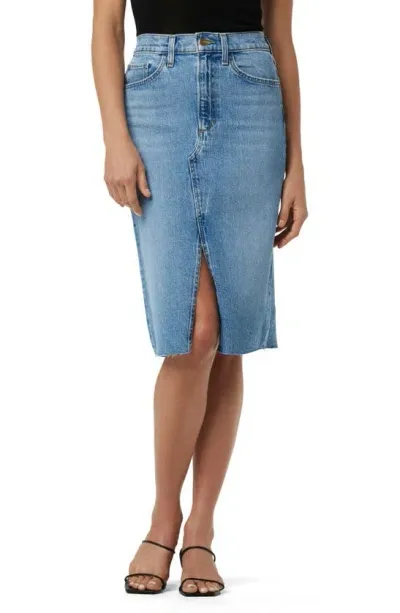 Joe's The Joplin Raw Hem Midi Denim Skirt In Bad Habit