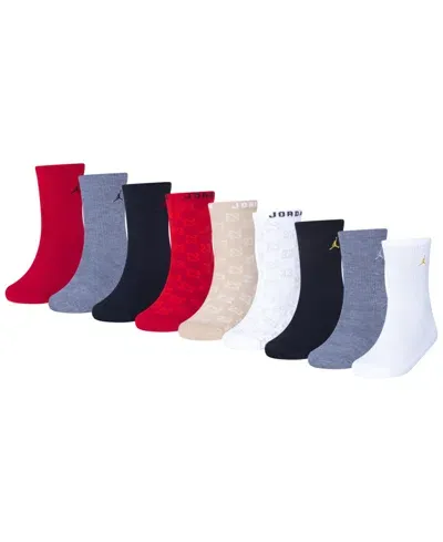 Jordan Big Kids Holiday Crew Socks Gift Box Sock, 9-pack In Gym Red