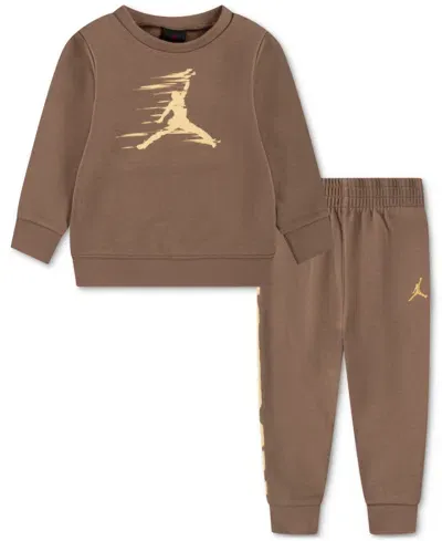 Jordan Kids' Little Boys Flight Mvp Fleece Crewneck Top & Jogger Pants, 2 Piece Set In X1iarchaeo