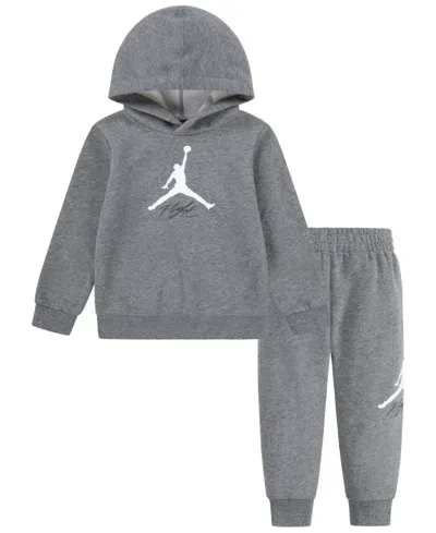 Jordan Babies' Toddler Boys Jump Man Flight Pullover Hoodie And Pants 2-piece Set In Carbon Heather