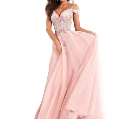 Jovani Floral Mermaid Informal Wedding Gown In Pink