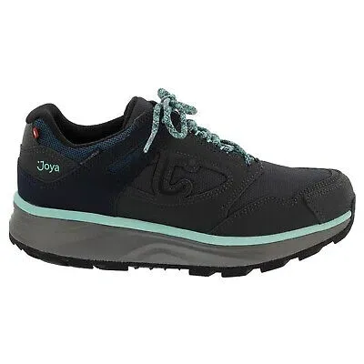 Pre-owned Joya Womens Shoes Bliss Stx Casual Lace-up Low-profile Leather Textile In Grey Blue