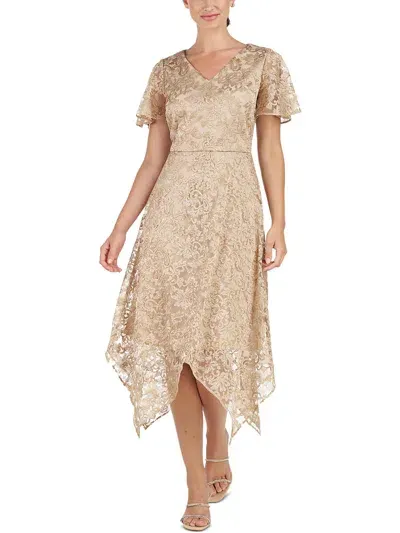 Js Collections Womens Party Midi Fit & Flare Dress In Beige