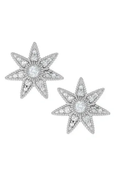 Judith Ripka White Topaz Star Stud Earrings In White/silver