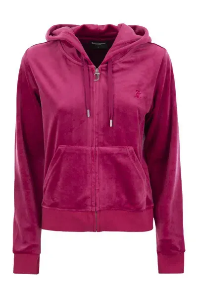 Juicy Couture Cotton Velvet Hoodie In Pink