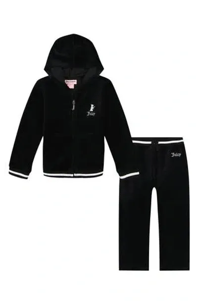 Juicy Couture Kids' Velour Zip Hoodie & Pants Set In Black