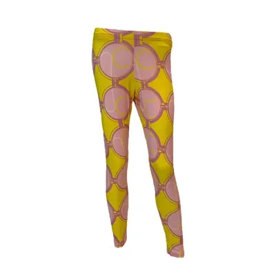 Julia Clancey Women's Yellow / Orange Jc Jumbo Medallion Limon Organic Leggings In Yellow/orange