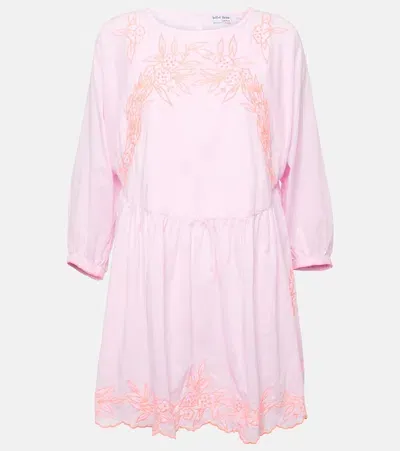 Juliet Dunn Embroidered Cotton Minidress In Pink