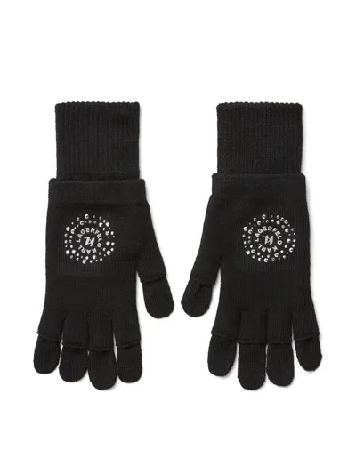 Karl Lagerfeld Monogram-embellished Gloves In 黑色