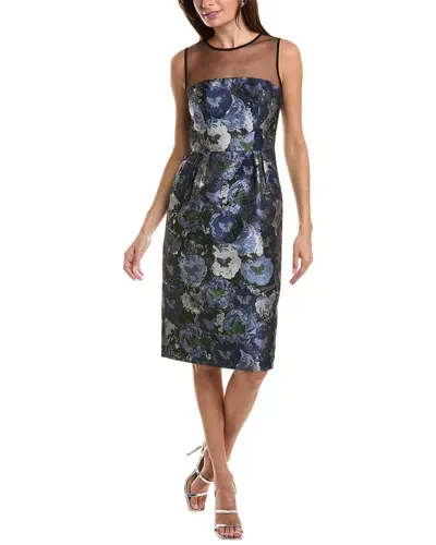 Kay Unger Dottie Jacquard Sheath Dress In Blue