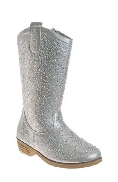 Kensie Girl Kids' Glitzy Rhinestone Boot In Silver