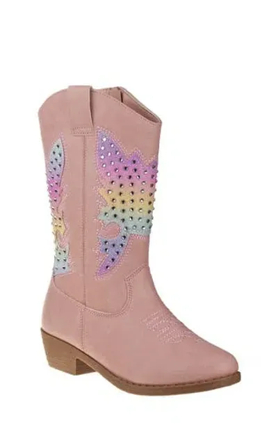 Kensie Girl Studded Western Boot In Pink Multi