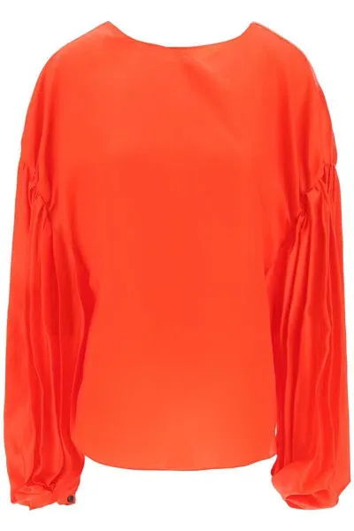 Khaite Women's Quico Blouse With Puffed Sleeves In Red