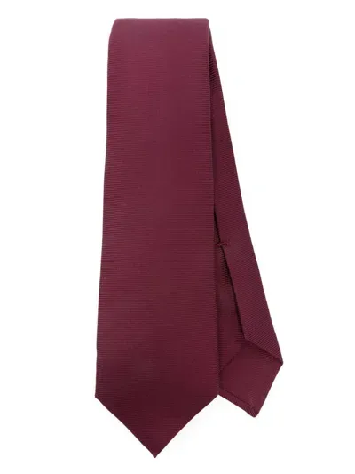 Kiton Ribbed Tie In Red